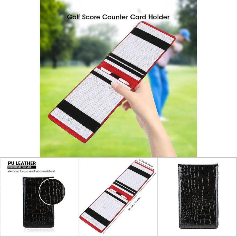 Charger l’image dans la visionneuse de galerie, Golfscorekaarthouder van PU leer met slangenhuidstructuur inclusief 2 scorekaarten en potlood – scoreboekhouder – golfnotities - happygetfit.com
