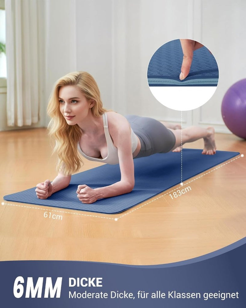 Laad afbeelding in Galerijviewer, Good Nite Yogamat, Gymnastiek, Pilates Oefenmat voor vrouwen, antislip, dik 6 mm met draagriem, Tpe, 183 x 61 x 0,6 cm - happygetfit.com
