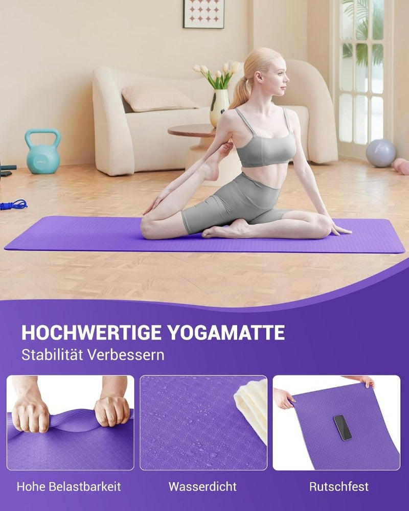 Laad afbeelding in Galerijviewer, Good Nite Yogamat, Gymnastiek, Pilates Oefenmat voor vrouwen, antislip, dik 6 mm met draagriem, Tpe, 183 x 61 x 0,6 cm - happygetfit.com

