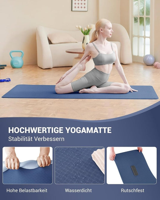 Good Nite Yogamat, Gymnastiek, Pilates Oefenmat voor vrouwen, antislip, dik 6 mm met draagriem, Tpe, 183 x 61 x 0,6 cm - happygetfit.com