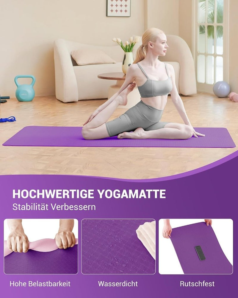 Laad afbeelding in Galerijviewer, Good Nite Yogamat, Gymnastiek, Pilates Oefenmat voor vrouwen, antislip, dik 6 mm met draagriem, Tpe, 183 x 61 x 0,6 cm - happygetfit.com
