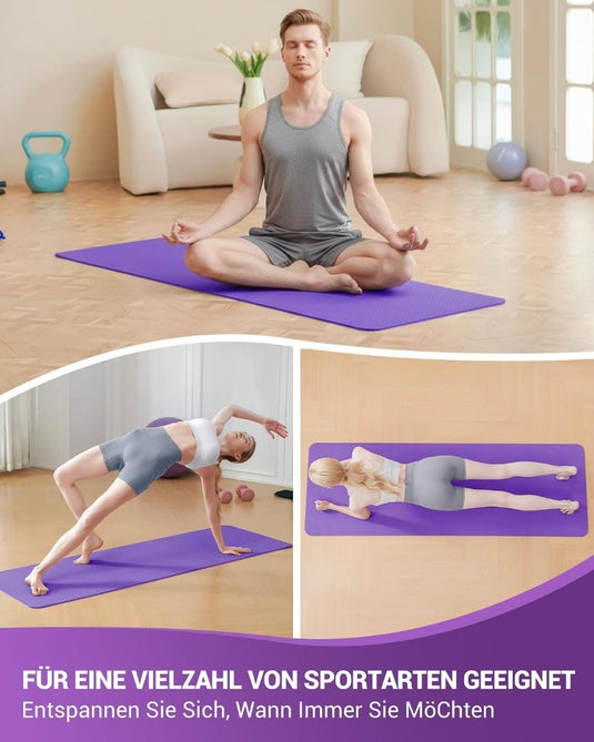 Good Nite Yogamat, Gymnastiek, Pilates Oefenmat voor vrouwen, antislip, dik 6 mm met draagriem, Tpe, 183 x 61 x 0,6 cm - happygetfit.com
