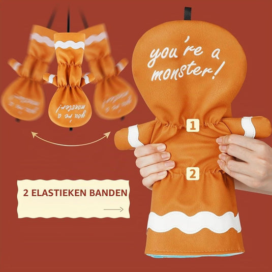 Grappige golfclub beschermhoes met Monster Cookie ontwerp voor driver en fairway – golfheadcover – golfcadeau - happygetfit.com