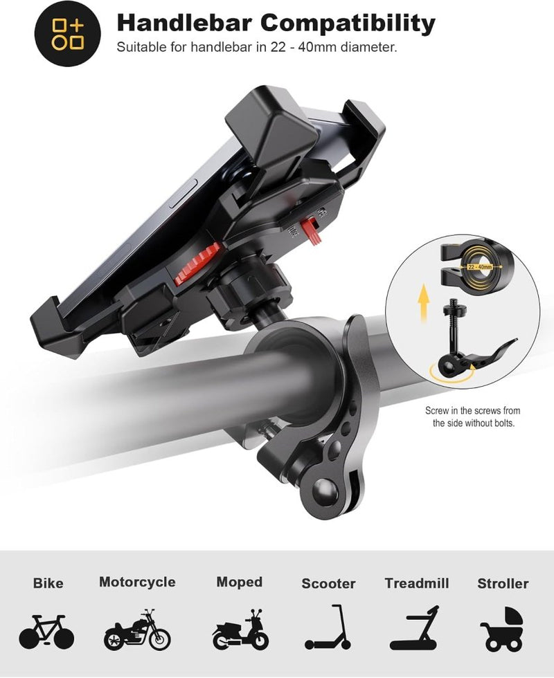 Laad afbeelding in Galerijviewer, Grefay Fiets Telefoonhouder Universele Fiets Motorfiets Mobiele Telefoonhouder Smartphonehouder Klem 360 Draaibaar, Voor en Alle 3,5-6,5 Inch Mobiele Telefoons - happygetfit.com

