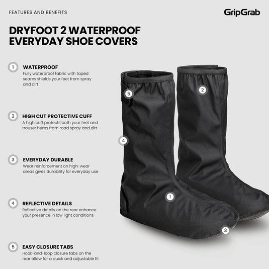 GripGrab Dryfoot 2 Cycling Shoe Covers Waterproof Rain Overshoes - happygetfit.com
