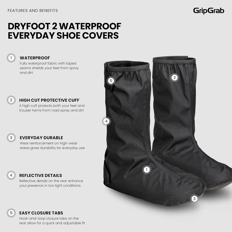 Load image into Gallery viewer, GripGrab DryFoot 2nd Edition Regenoverschoenen voor op de Fiets Hoge Regenbescherming voor Alledaagse Schoenen Klittenbandsluiting Fietsgaiters - happygetfit.com
