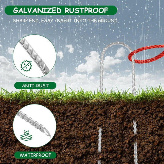 Grondankers 10 stuks heavy duty van verzinkt staal – U-vormige trampoline haringen – tuinankers - happygetfit.com