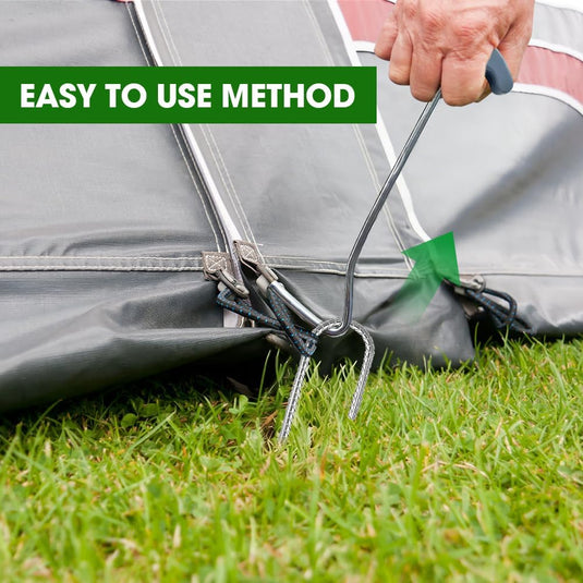 Grondankers 12 stuks 30 cm met J-haken en trekker – trampoline haringen – stormankers - happygetfit.com