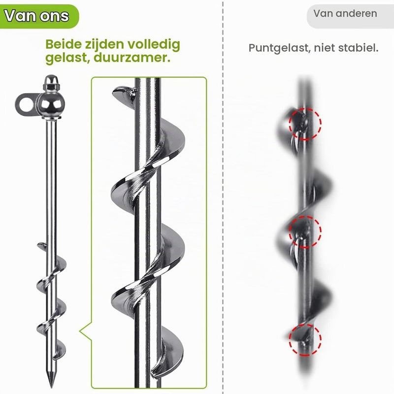 Laad afbeelding in Galerijviewer, Grondankers 4 stuks 30 cm heavy duty met booradapter – trampoline ankers – stormankers - happygetfit.com
