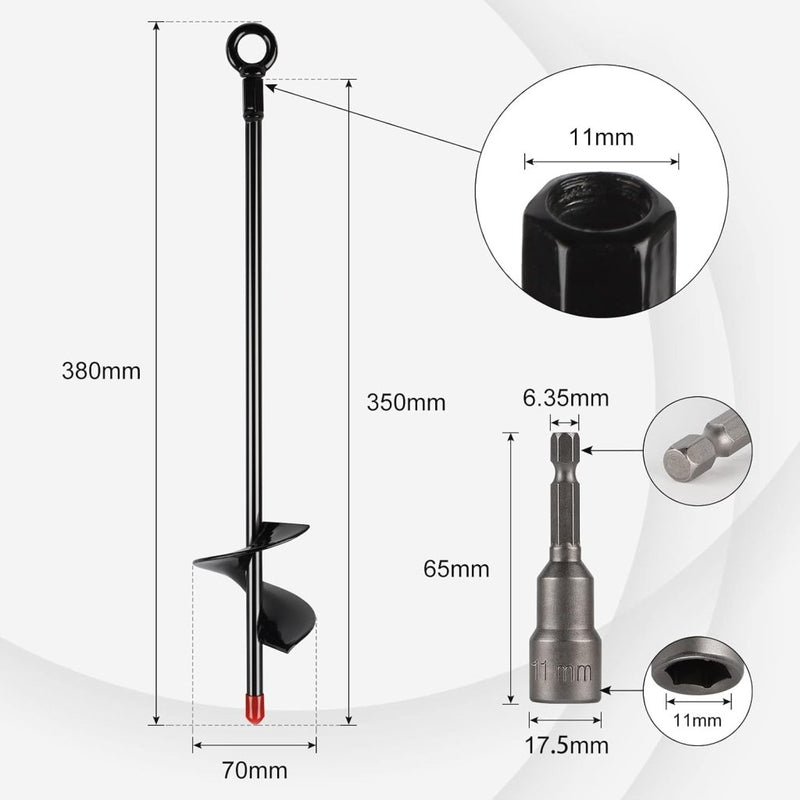 Laad afbeelding in Galerijviewer, Grondankers 4 stuks 38 cm heavy duty met booradapter – trampoline ankers – stormankers - happygetfit.com
