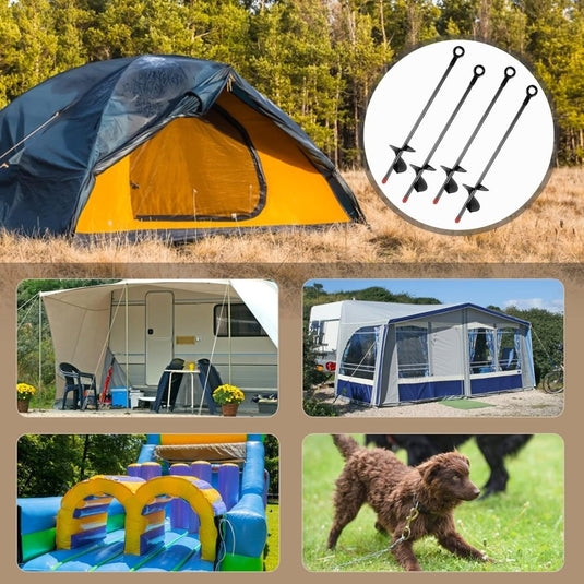Grondankers 4 stuks 38 cm heavy duty met booradapter – trampoline ankers – stormankers - happygetfit.com