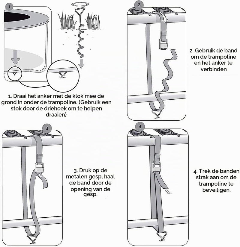 Load image into Gallery viewer, Grondankers 4 stuks 40,5 cm met spanbanden – trampoline ankers – stormbeveiliging - happygetfit.com
