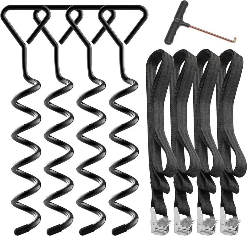 Load image into Gallery viewer, Grondankers 4 stuks 40,5 cm met spanbanden – trampoline ankers – stormbeveiliging - happygetfit.com

