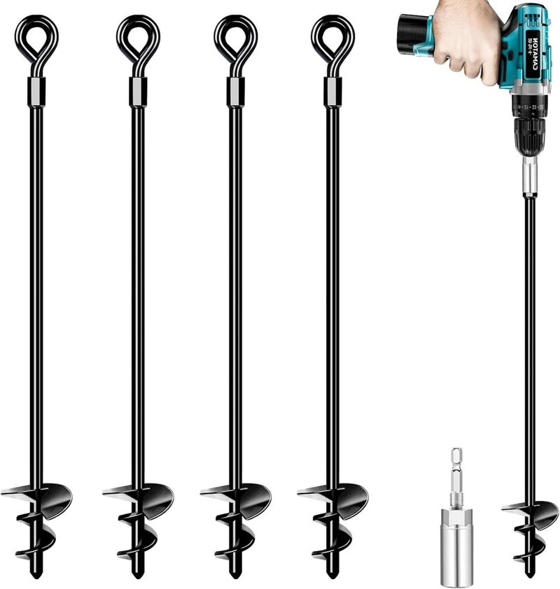Laad afbeelding in Galerijviewer, Grondankers 4 stuks 61 cm heavy duty met booradapter – trampoline ankers – stormankers - happygetfit.com
