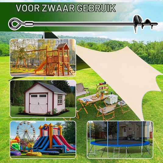 Grondankers 4 stuks 61 cm heavy duty met booradapter – trampoline ankers – stormankers - happygetfit.com