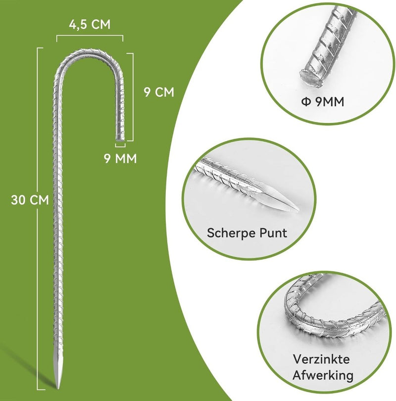 Laad afbeelding in Galerijviewer, Grondankers 6 stuks 30 cm met J-haak van verzinkt staal – trampoline haringen – stormankers - happygetfit.com
