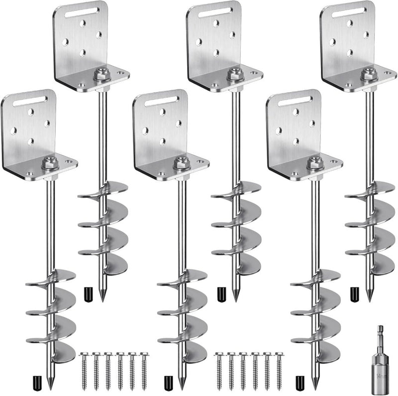 Carica immagine in Galleria Viewer, Grondankers 6 stuks 60 cm heavy duty met L-beugels en booradapter – trampoline ankers – stormankers - happygetfit.com
