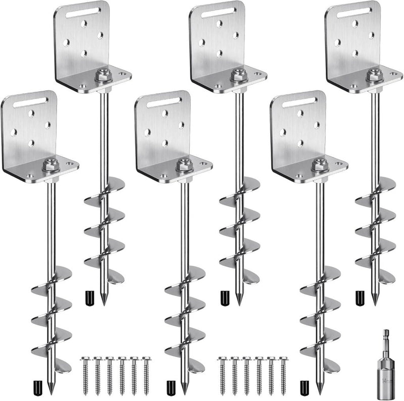 Carica immagine in Galleria Viewer, Grondankers 6 stuks 60 cm heavy duty met L-beugels en booradapter – trampoline ankers – stormankers - happygetfit.com
