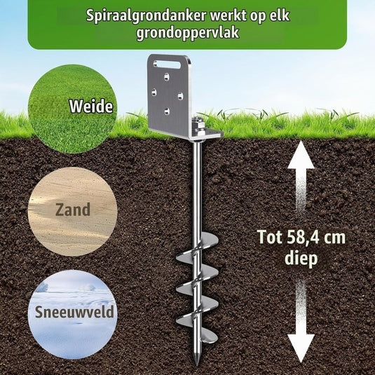 Grondankers 6 stuks 60 cm heavy duty met L-beugels en booradapter – trampoline ankers – stormankers - happygetfit.com