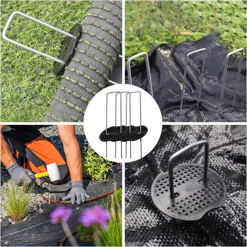 Charger l’image dans la visionneuse de galerie, Grondankers 60 stuks 15 cm van verzinkt staal met 30 bevestigingsschijven – tuinharingen – onkruidvliesbevestiging - happygetfit.com
