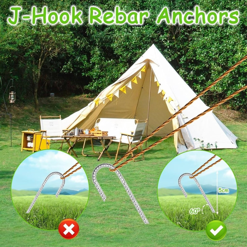 Laad afbeelding in Galerijviewer, Grondankers 8 stuks 30 cm met J-haak van verzinkt staal – trampoline haringen – stormankers - happygetfit.com
