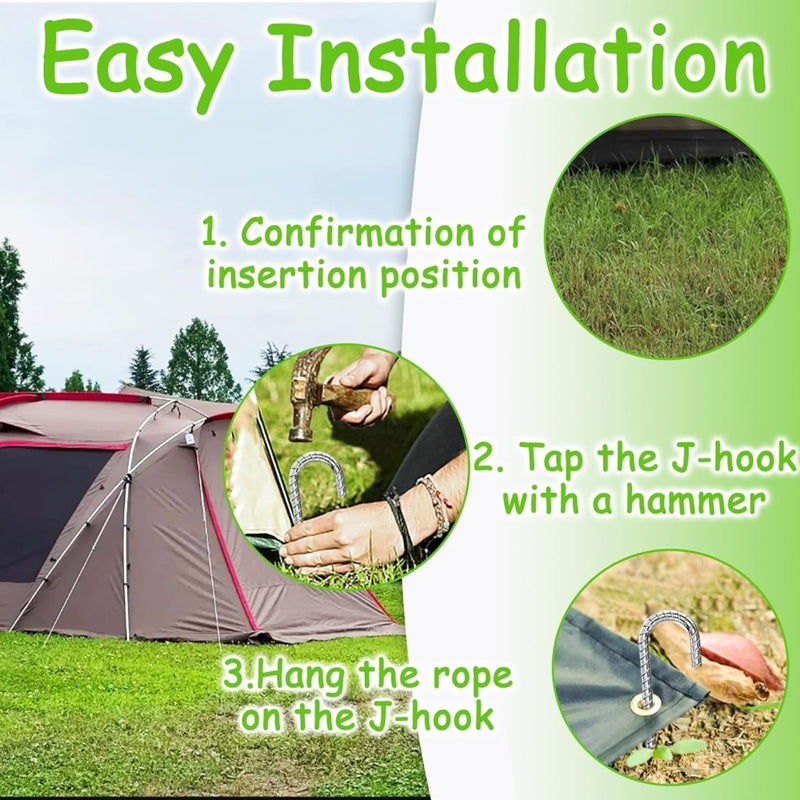 Laad afbeelding in Galerijviewer, Grondankers 8 stuks 30 cm met J-haak van verzinkt staal – trampoline haringen – stormankers - happygetfit.com
