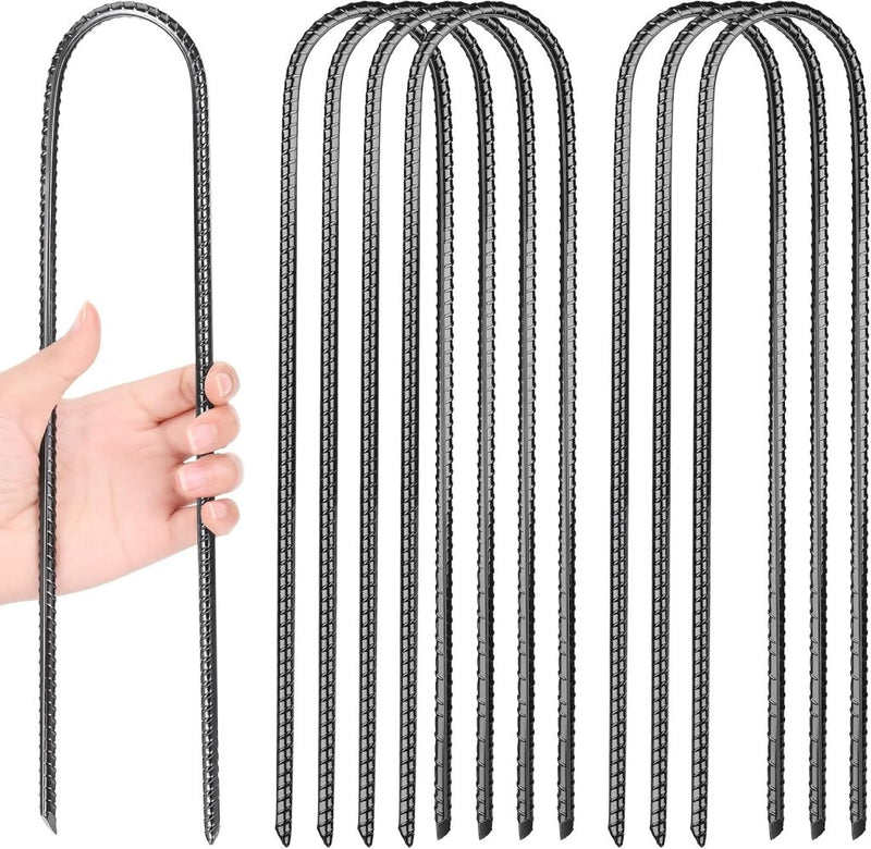Laad afbeelding in Galerijviewer, Grondankers 8 stuks 30 cm U-vorm van staal – trampoline haringen – stormankers - happygetfit.com
