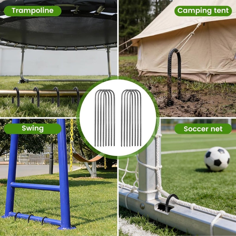 Laad afbeelding in Galerijviewer, Grondankers 8 stuks 30 cm U-vorm van staal – trampoline haringen – stormankers - happygetfit.com
