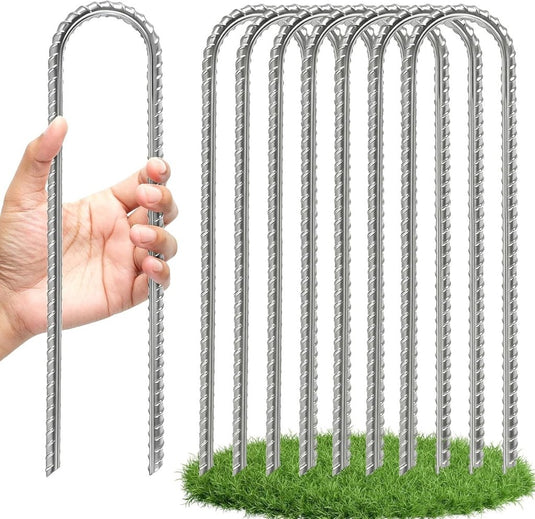 Grondankers 8 stuks 30 cm U-vorm van verzinkt staal – trampoline ankers – stormbeveiliging - happygetfit.com