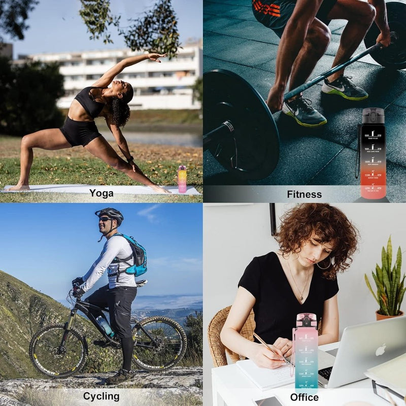 Laad afbeelding in Galerijviewer, Grsta 1 Litre BPA Free Tritan Water Bottle - Flip Top, Lanyard Strap - School, Gym, Yoga, Travel, Outdoor - happygetfit.com
