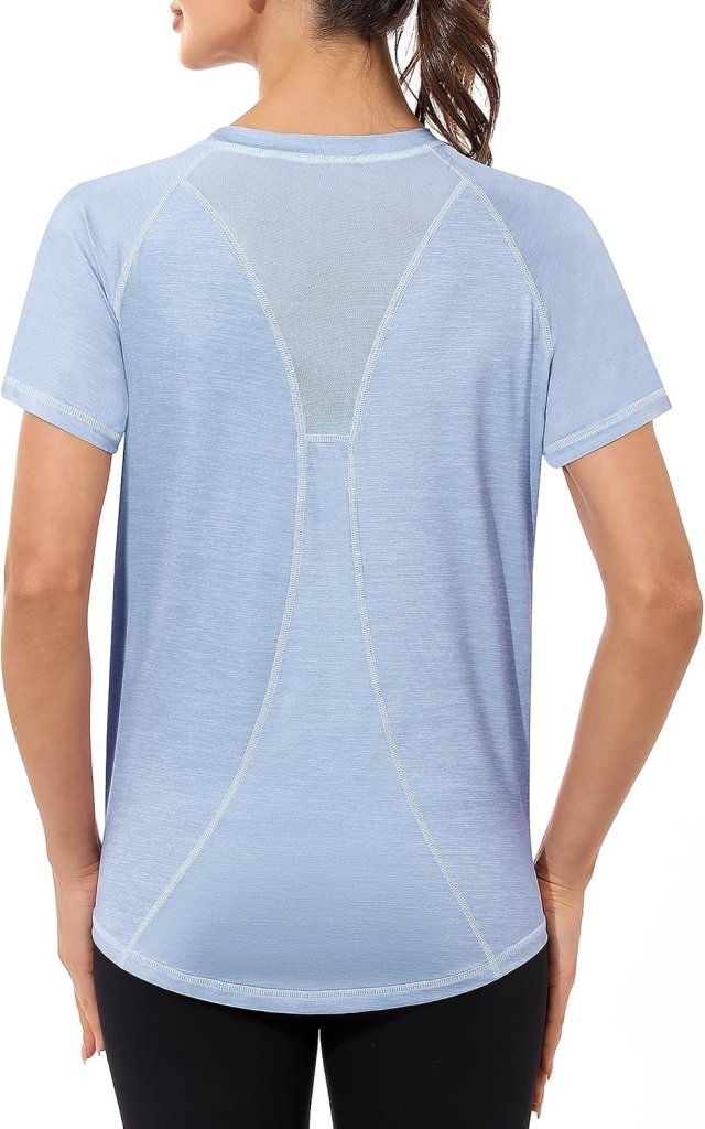 Laad afbeelding in Galerijviewer, Gyabnw Sportshirt dames T-shirts dames korte mouwen elastisch shirt gym dames rug ademend mesh top fitness yoga hardlopen dans - happygetfit.com
