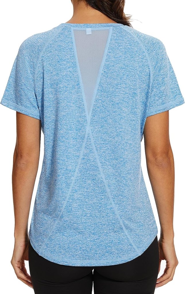 Laad afbeelding in Galerijviewer, Gyabnw Sportshirt dames T-shirts dames korte mouwen elastisch shirt gym dames rug ademend mesh top fitness yoga hardlopen dans - happygetfit.com
