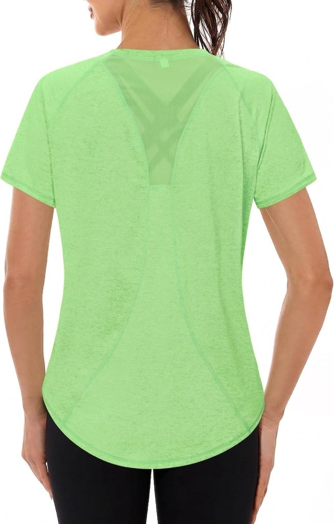 Laad afbeelding in Galerijviewer, Gyabnw Sportshirt dames T-shirts dames korte mouwen elastisch shirt gym dames rug ademend mesh top fitness yoga hardlopen dans - happygetfit.com
