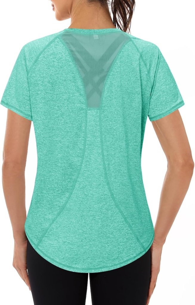 Laad afbeelding in Galerijviewer, Gyabnw Sportshirt dames T-shirts dames korte mouwen elastisch shirt gym dames rug ademend mesh top fitness yoga hardlopen dans - happygetfit.com
