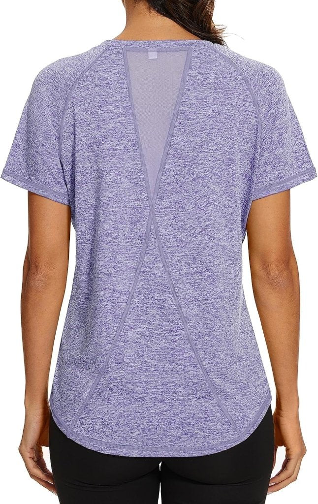 Laad afbeelding in Galerijviewer, Gyabnw Sportshirt dames T-shirts dames korte mouwen elastisch shirt gym dames rug ademend mesh top fitness yoga hardlopen dans - happygetfit.com
