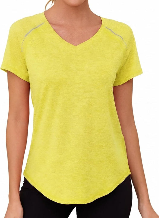 Gyabnw Sportshirt dames T-shirts dames korte mouwen elastisch shirt gym dames rug ademend mesh top fitness yoga hardlopen dans - happygetfit.com