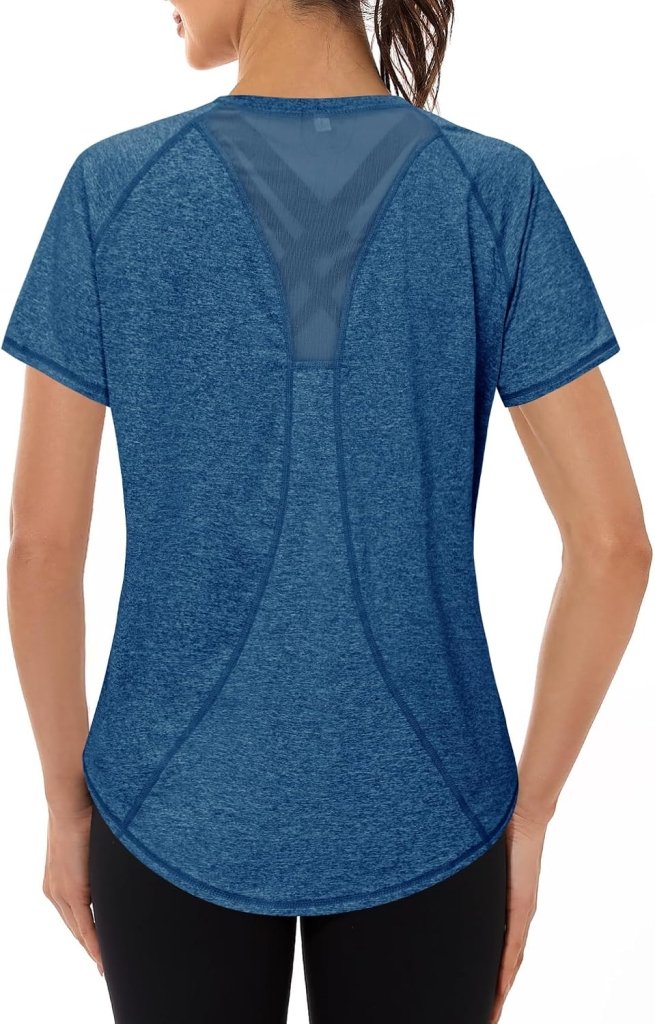 Laad afbeelding in Galerijviewer, Gyabnw Sportshirt dames T-shirts dames korte mouwen elastisch shirt gym dames rug ademend mesh top fitness yoga hardlopen dans - happygetfit.com
