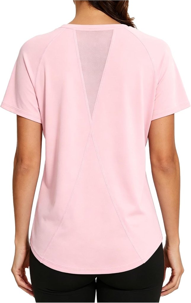 Laad afbeelding in Galerijviewer, Gyabnw Sportshirt dames T-shirts dames korte mouwen elastisch shirt gym dames rug ademend mesh top fitness yoga hardlopen dans - happygetfit.com
