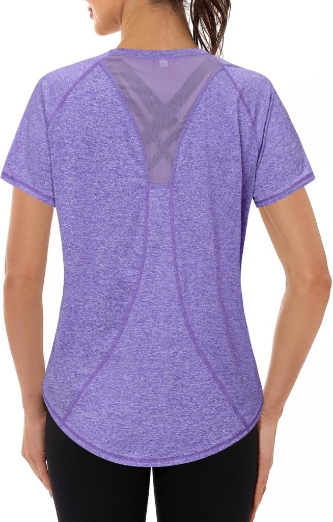 Laad afbeelding in Galerijviewer, Gyabnw Sportshirt dames T-shirts dames korte mouwen elastisch shirt gym dames rug ademend mesh top fitness yoga hardlopen dans - happygetfit.com
