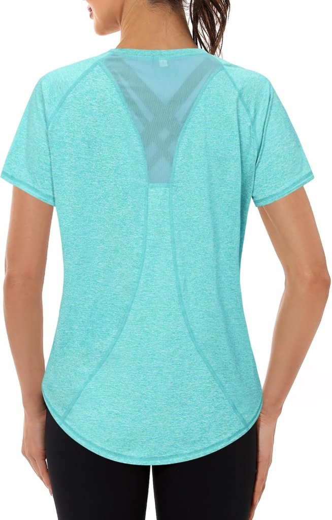 Laad afbeelding in Galerijviewer, Gyabnw Sportshirt dames T-shirts dames korte mouwen elastisch shirt gym dames rug ademend mesh top fitness yoga hardlopen dans - happygetfit.com
