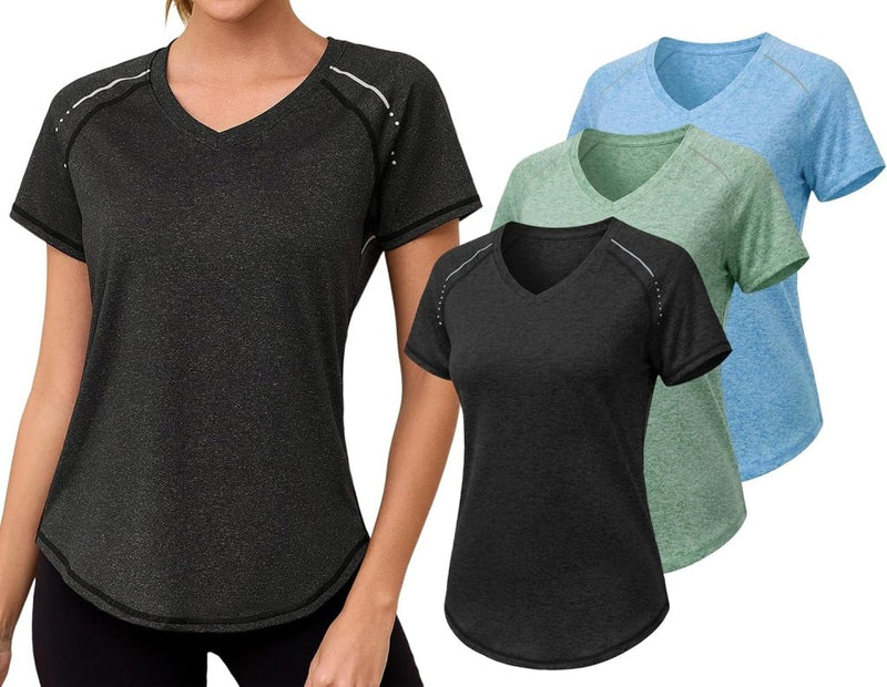 Laad afbeelding in Galerijviewer, Gyabnw Sportshirt dames T-shirts dames korte mouwen elastisch shirt gym dames rug ademend mesh top fitness yoga hardlopen dans - happygetfit.com
