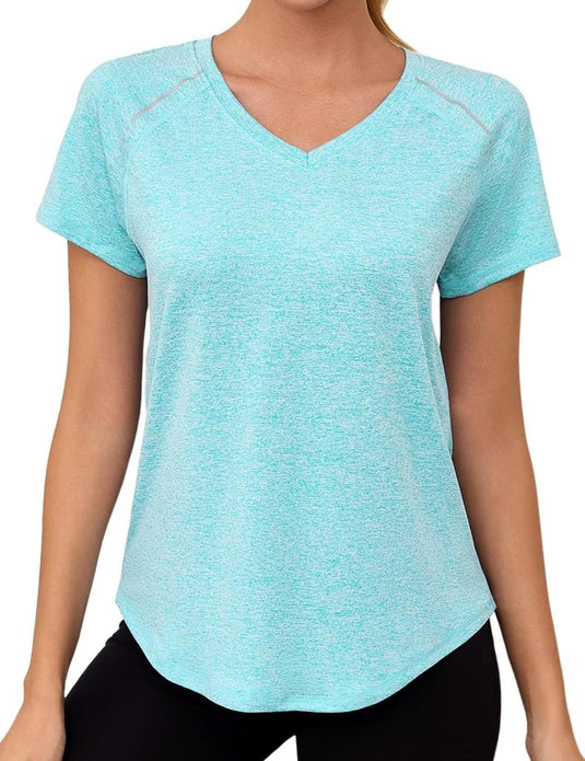 Gyabnw Sportshirt dames T-shirts dames korte mouwen elastisch shirt gym dames rug ademend mesh top fitness yoga hardlopen dans - happygetfit.com