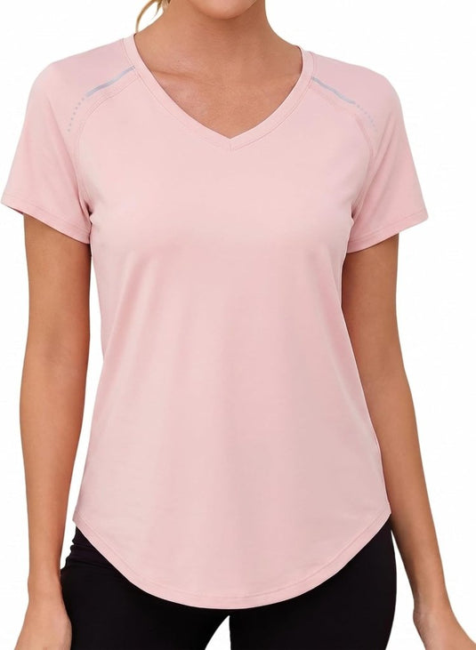 Gyabnw Sportshirt dames T-shirts dames korte mouwen elastisch shirt gym dames rug ademend mesh top fitness yoga hardlopen dans - happygetfit.com