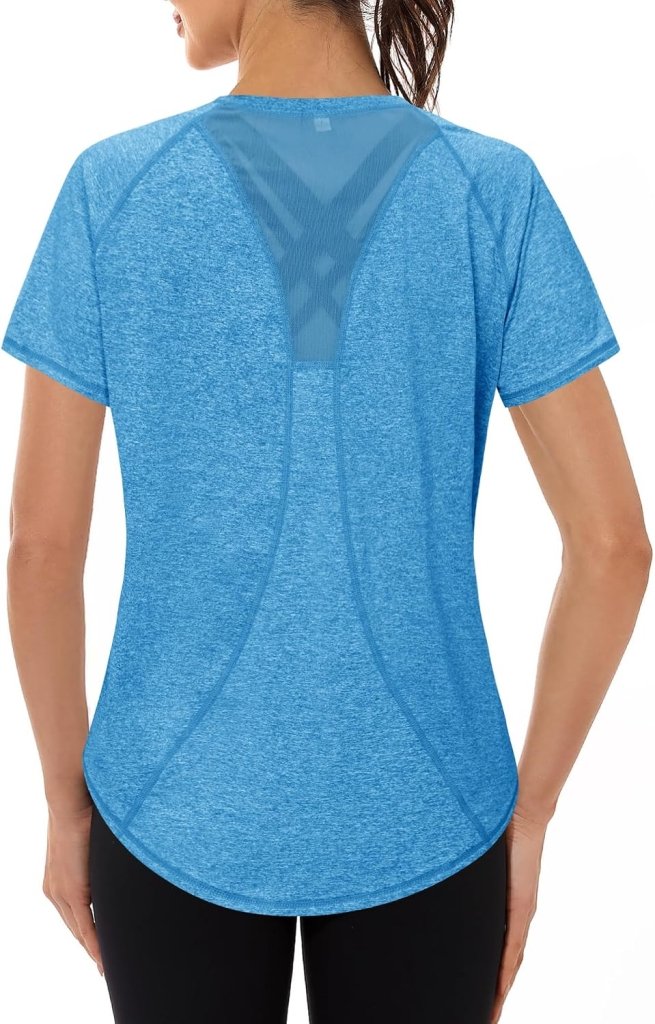 Laad afbeelding in Galerijviewer, Gyabnw Sportshirt dames T-shirts dames korte mouwen elastisch shirt gym dames rug ademend mesh top fitness yoga hardlopen dans - happygetfit.com
