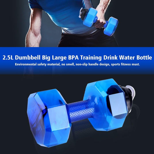 Haltervormige waterfles 2,2 liter blauw - happygetfit.com