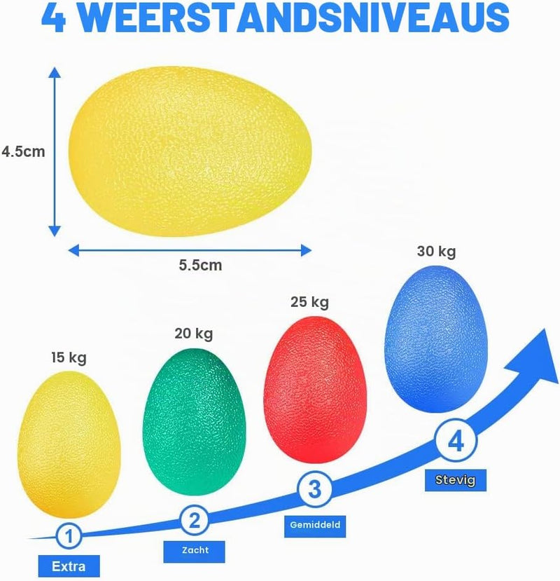 Bild im Galerie-Viewer laden, Handtrainer gripballen 4 stuks van elastisch rubber met verschillende weerstandsniveaus – handkrachttraining – stressballen - happygetfit.com
