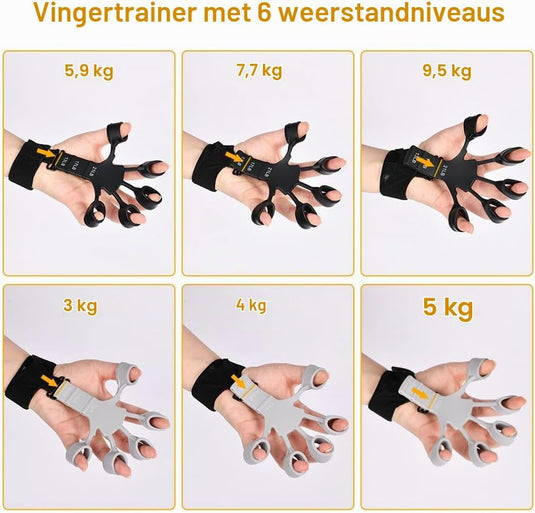 Handtrainer set 3-delig met verstelbare gripweerstand van 10 tot 50 kg en 2 vingertrainers – grijpkracht – vingertraining - happygetfit.com
