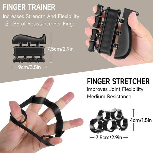 Handtrainerset 5-delig met verstelbare weerstand van 5 tot 60 kg en herhalingsteller voor handen vingers en onderarmen – griptrainer – knijpkrachttrainer - happygetfit.com