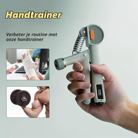 Handtrainerset 5-delig met verstelbare weerstand van 5 tot 60 kg en herhalingsteller voor handen vingers en onderarmen – griptrainer – knijpkrachttrainer - happygetfit.com