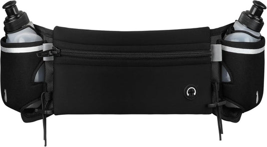 Hardloop heuptas met 2 drinkflessen van 190 ml en verstelbare band voor sport wandelen en fietsen – drinkgordel – running belt - happygetfit.com